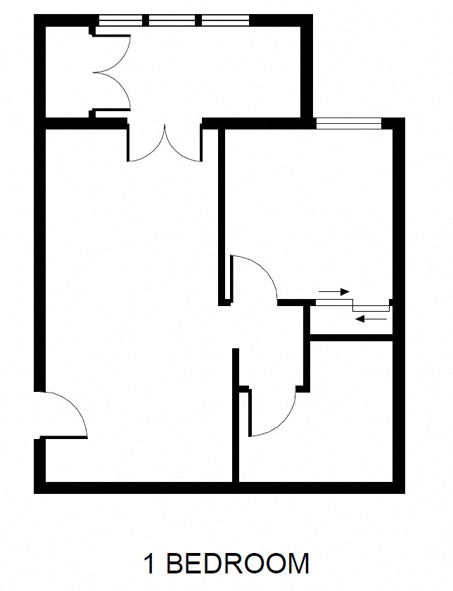 a floor plan of a house with a bedroom and a living room